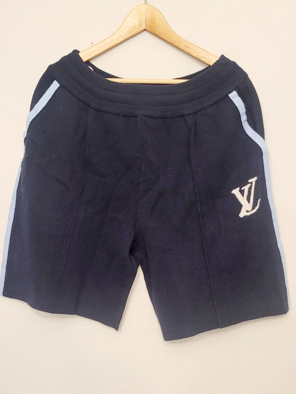 🇫🇷 Louis Vuitton Navy 🩳Athletic Shorts with Light Blue Trim✨️